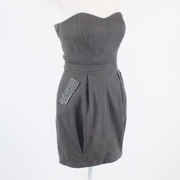 Badgley Mischka gray denim dress 2 - Picture 3 of 8